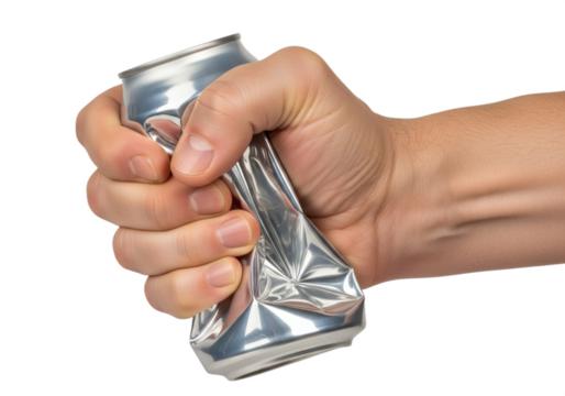 Main Écrasant une Canette