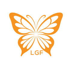 LGF Elegant Orange Butterfly Logo. LGF Design for Beauty Spa. LGF Fashion Branding.
