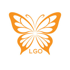 LGO Elegant Orange Butterfly Logo. LGO Design for Beauty Spa. LGO Fashion Branding.
