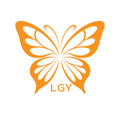 LGY Elegant Orange Butterfly Logo. LGY Design for Beauty Spa. LGY Fashion Branding.
