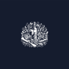 Wine logo vector icon illustration style