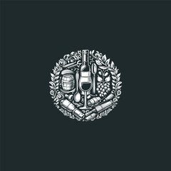 Wine logo vector icon illustration style