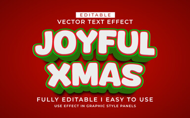 3d editable joyful christmas text effect typography style template