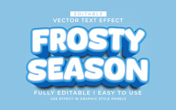 3d editable frosty season text effect typography style template