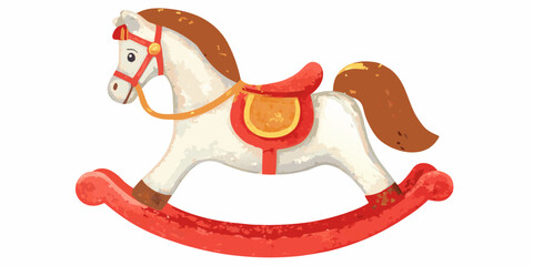 Watercolor illustration of a rocking horse toy for children