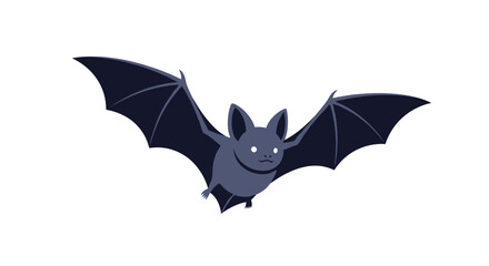 Fototapeta premium A cute, animated bat with dark wings and a friendly face spreads its wings, flying gracefully against a clean white background.