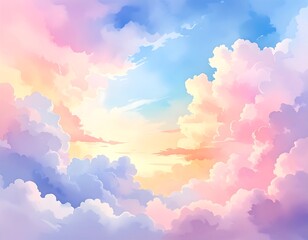 Soft pastel colored clouds creating a dreamy, open sky vista