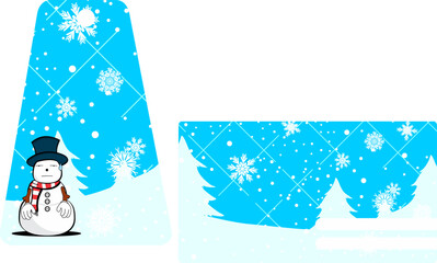 christmas card with snowman cartoon pack collection in vector art 