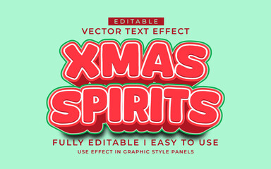 3d editable xmas spirit text effect typography style template