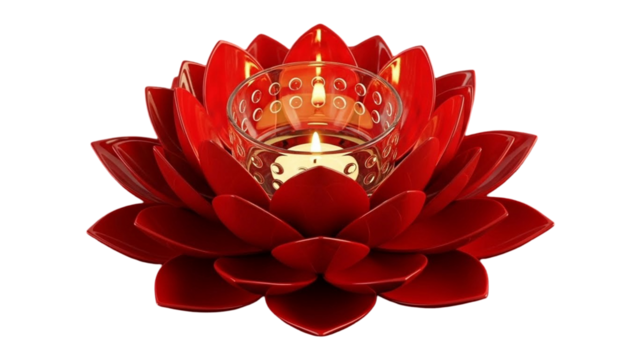 Red Lotus Flower Tealight Holder