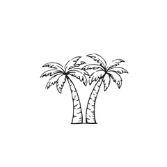 2 palm trees line art tropical beach design