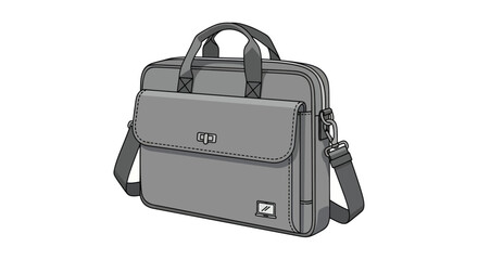 Stylish Gray Briefcase with Handle Shoulder Strap and Front Pocket.