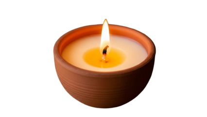 Burning Clay Diya or Terracotta Candle