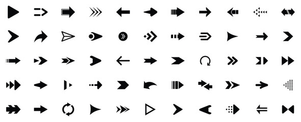 Arrow icon set. arrow. cursor. Modern simple arrows. collection, different arrow signs. Arrow big black set. Vector illustration. 