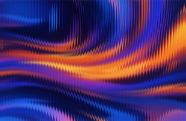 Warped Abstract Digital Texture: Intense Neon Waves of Blue, Orange, and Purple on a Dark Background.11