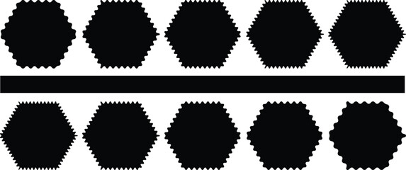 Colorful fabric swatches with zig-zag edges abstract background