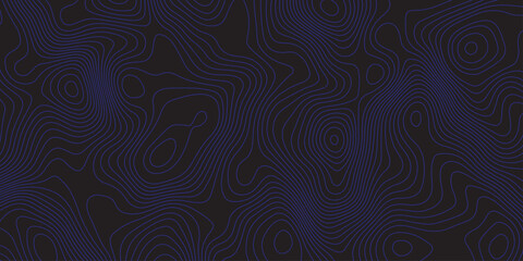 Fototapeta premium Abstract dark topographic pattern with flowing contour lines, organic curves, and subtle blue lighting. Modern, minimal, and atmospheric background ideal for technology, mapping, or design projects.