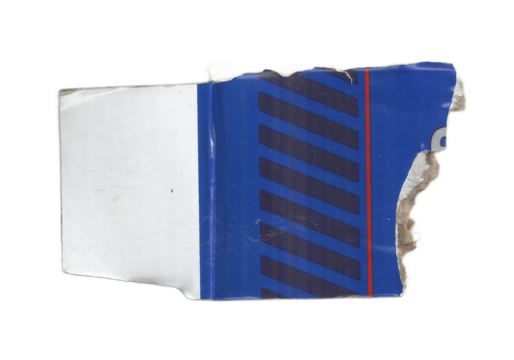 Torn Printed Cardboard Fragment with Blue Stripes Isolated on Transparent Background - Powered by Adobe