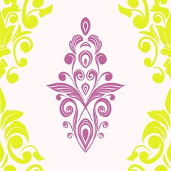 Damask Nature Pattern Background Illustration For Cover, Banner, Notes. Aesthetic Background. Damask Pattern Background. Seamless background.