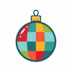 Colorful geometric patterned Christmas ornament with a hanging loop, perfect for holiday decorations and festive designs