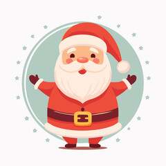 A delightful and cheerful cartoon Santa Claus illustration, embodying the joyous spirit of the holiday season, complete with a warm smile and welcoming gesture for festive designs