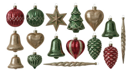 Obraz premium Vintage christmas ornaments collection for festive holiday decor