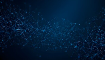 "Abstract Dark Blue Background with Line, Triangle, and Hexagon Pattern"