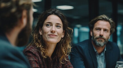 business woman meeting with her team