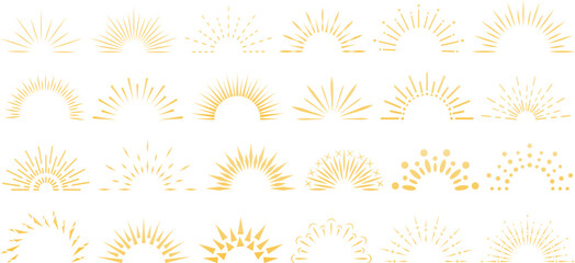 Vintage radiating sun lines design elements collection vector