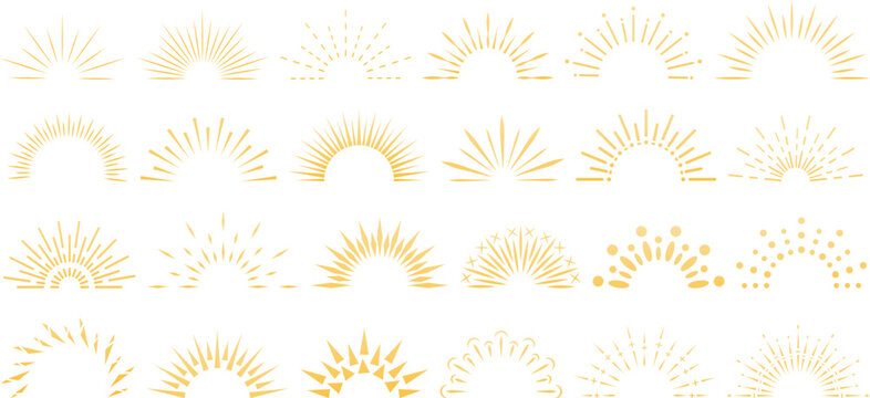 Vintage radiating sun lines design elements collection vector
