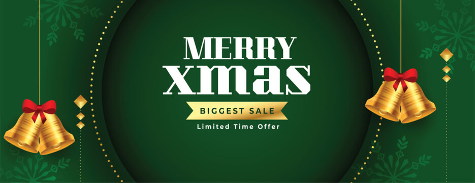 merry christmas biggest sale banner with hanging bell