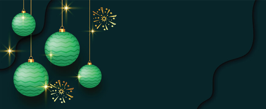 hanging xmas bauble and snowflake wallpaper with text space