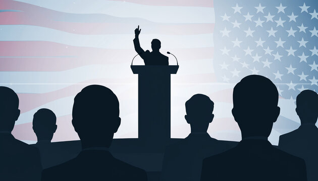 Dynamic Vector Silhouette of Motivational Speaker: MLK Day Concept