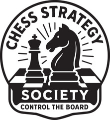 Chess Strategy Society Retro Strategic Chess Badge.eps