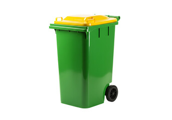 Green wheeled bin with yellow lid, modern recycling solution
