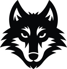 Fototapeta premium Black Wolf Head Silhouette with White Accents vector