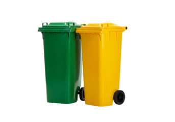 Bright green and yellow recycling bins ready for use