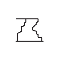 Cliff Edge line art steep mountainside with clouds