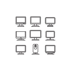 Computer Workstation line art organized digital environment with style