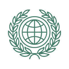 Obraz premium Global unity emblem with laurel wreath against black background