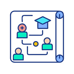 Colorful flowchart illustration representing education and training pathways