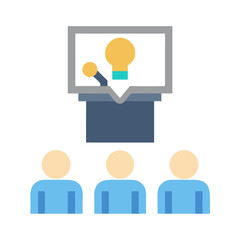 Obraz premium Flat illustration of business presentation or meeting concept