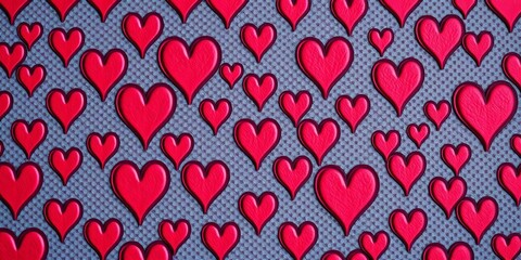 Intricate repeating heart pattern on textured surface,  graphic,  retro