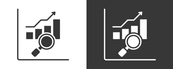 Analysing Icon Set Vector Collection Isolated In Black And White