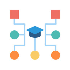 Educational network of knowledge represented with simplified geometric shapes