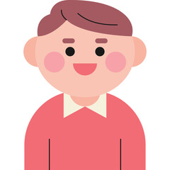 Simple Vector Portrait of a Smiling Person with Pink Shirt and Collar in Flat Design Style Isolated on White Background