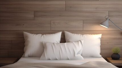 Luxury stacking of pillows on bed, white bed sheets with wooden bedhead.
beautiful pillow on bed decoration room interiorAbstract blur beautiful luxury hotel bedroom interior for background


