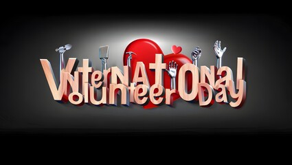 International Volunteer Day 3D Typography Design