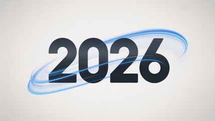New year 2026 design with blue light effect and modern style on white backdrop