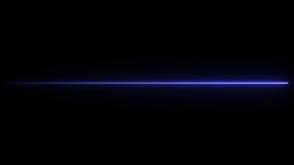 A thin horizontal neon blue light line across a black background image